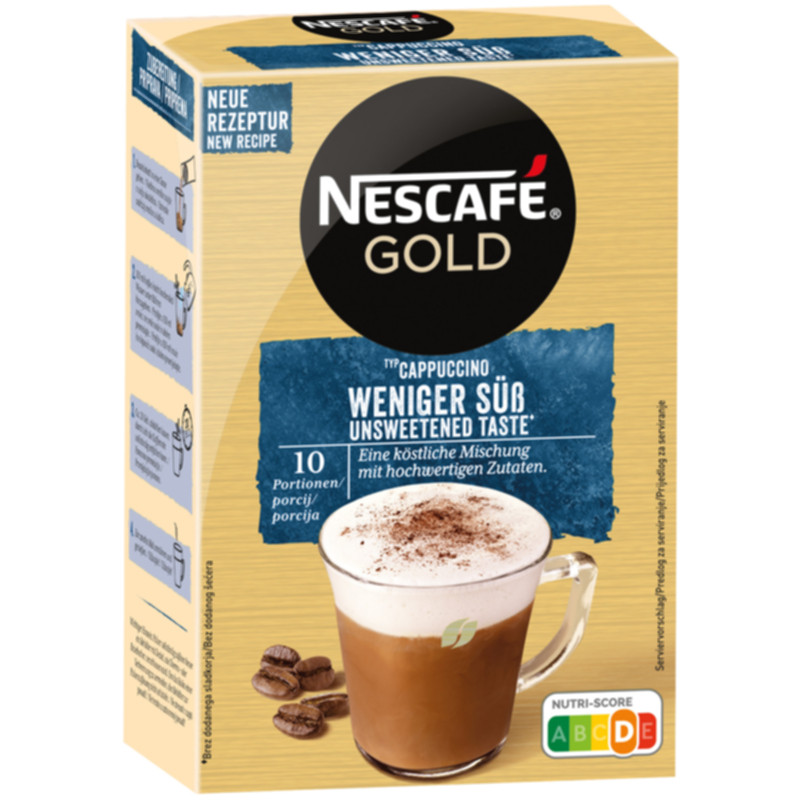 Nescafé Cremoso Ungesüßt 10 Beutel cremiger Instant Kaffee ohne Zucker